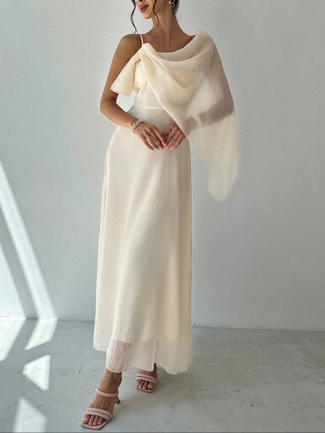 Rochie maxi Shein, crem