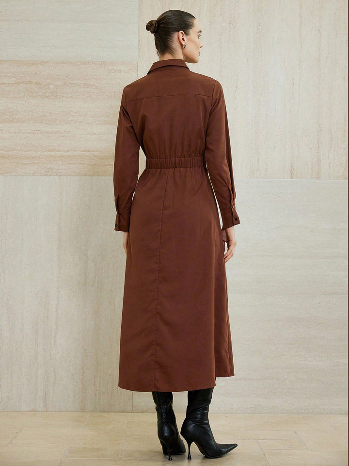 Shein barna midi ruha