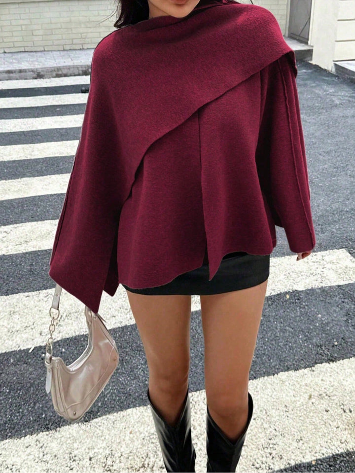 Cardigan poncho SHEIN, vișiniu