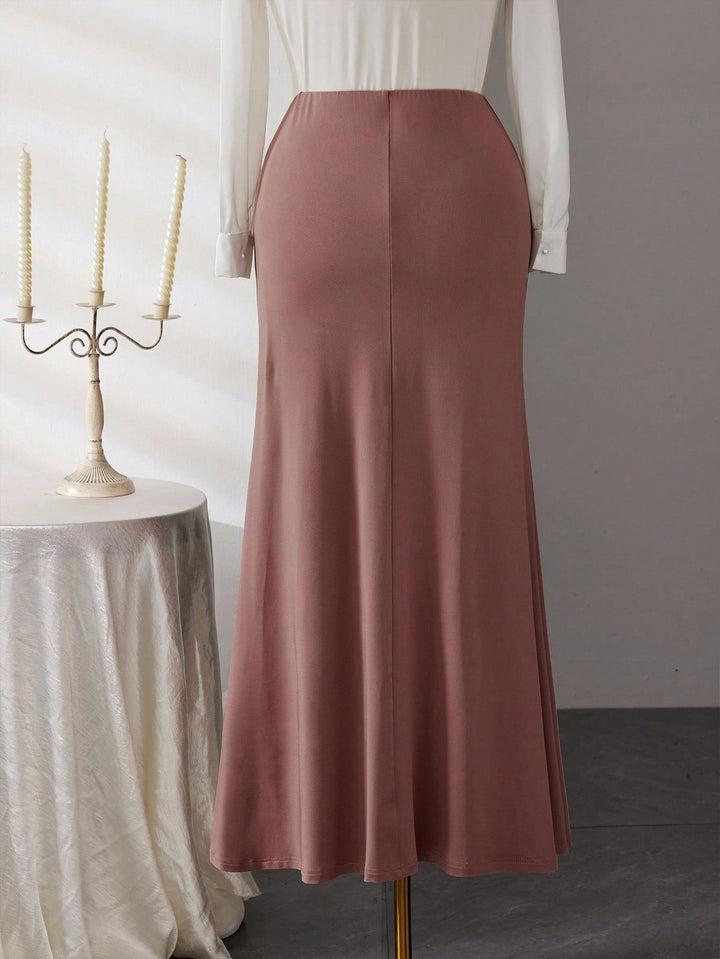 Fustă maxi Shein Curve, roz
