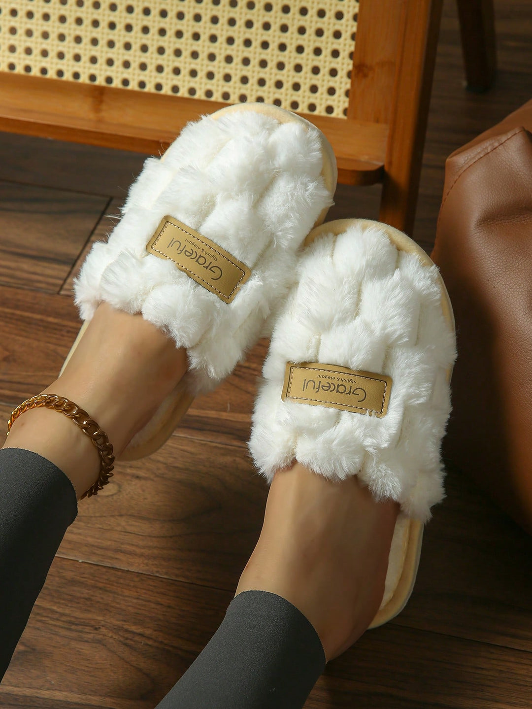 Papuci de casă SHEIN, alb