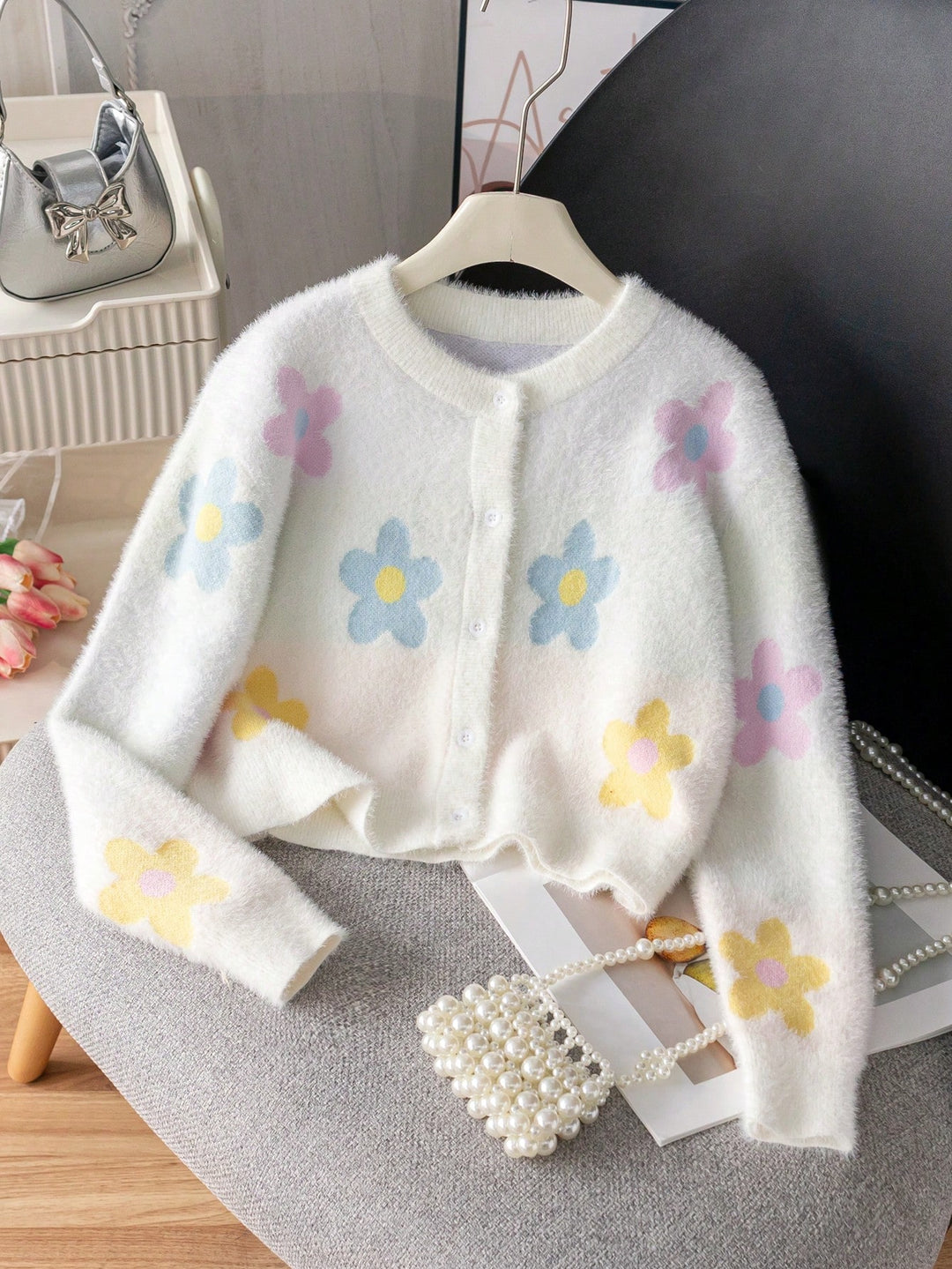 Cardigan SHEIN, alb