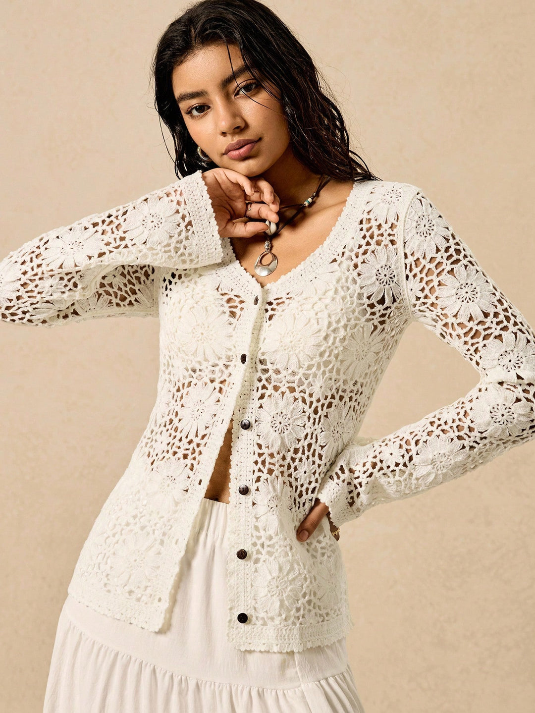 Cardigan Shein, Bej
