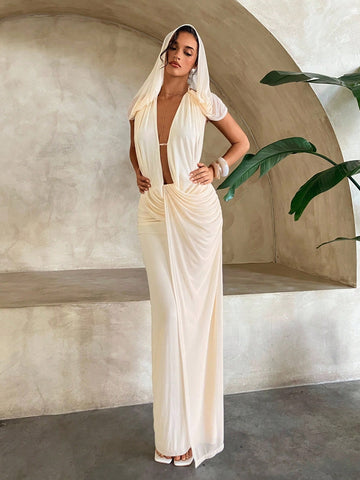 Rochie maxi SHEIN, crem