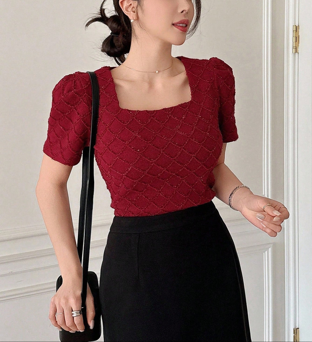 SHEIN póló, meggypiros
