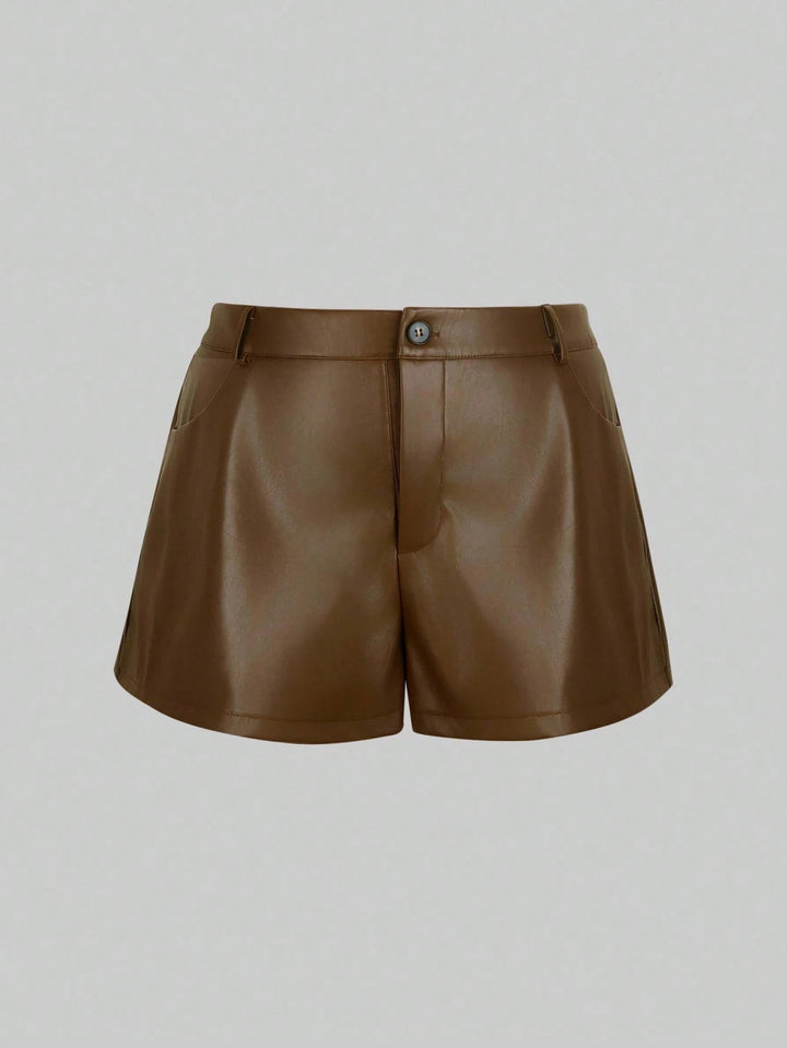 Pantaloni scurți Shein Curve+, maro