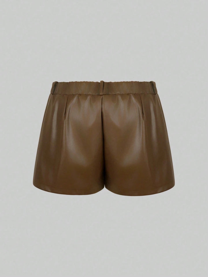 Pantaloni scurți Shein Curve+, maro