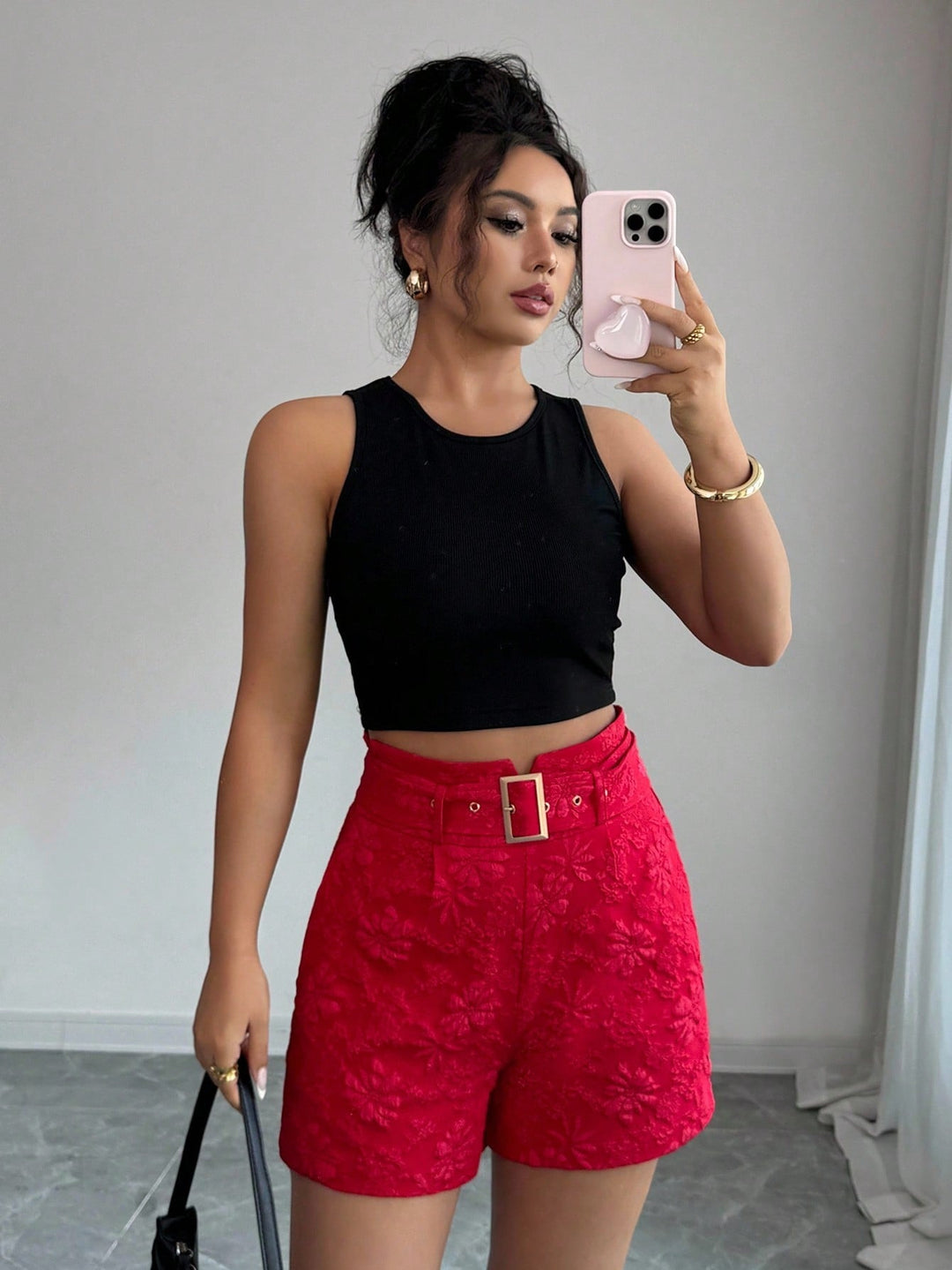Pantaloni scurți SHEIN, vișiniu