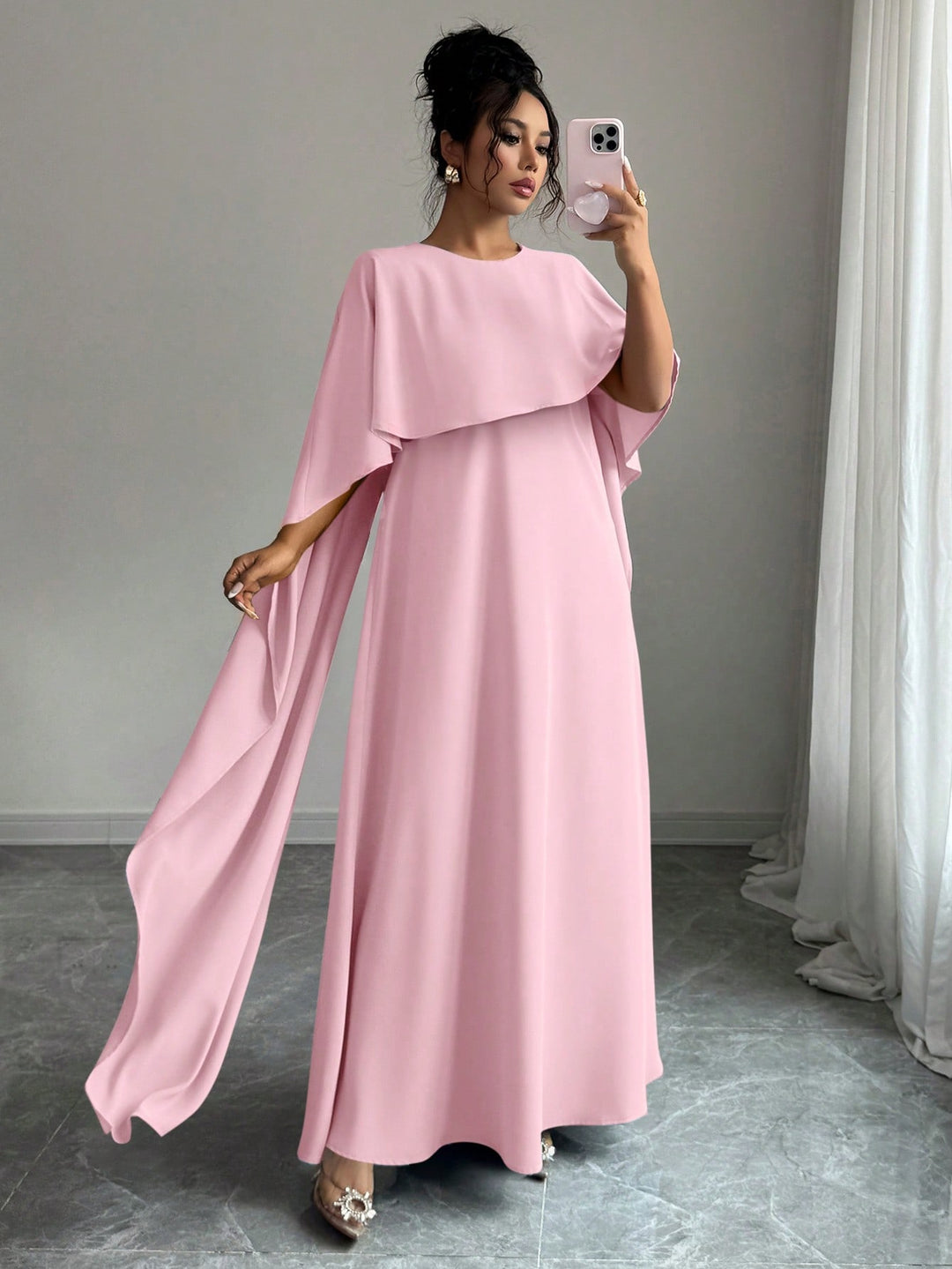 Set caftan și jalabiya SHEIN, roz