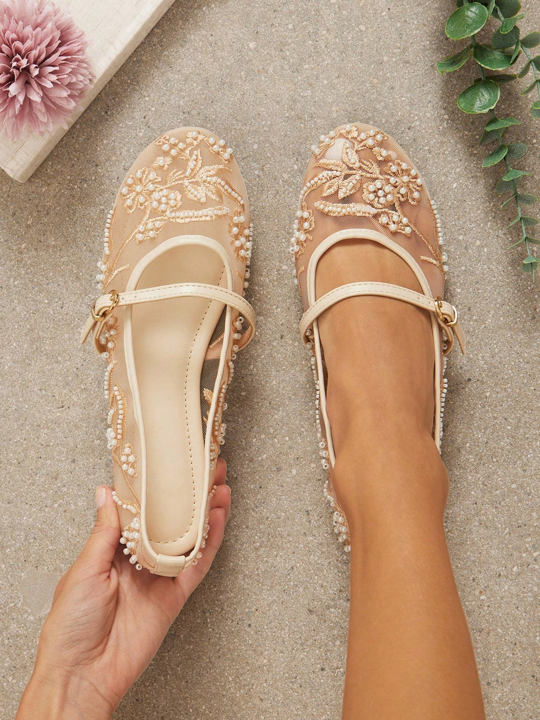 SHEIN balerina cipő, krém