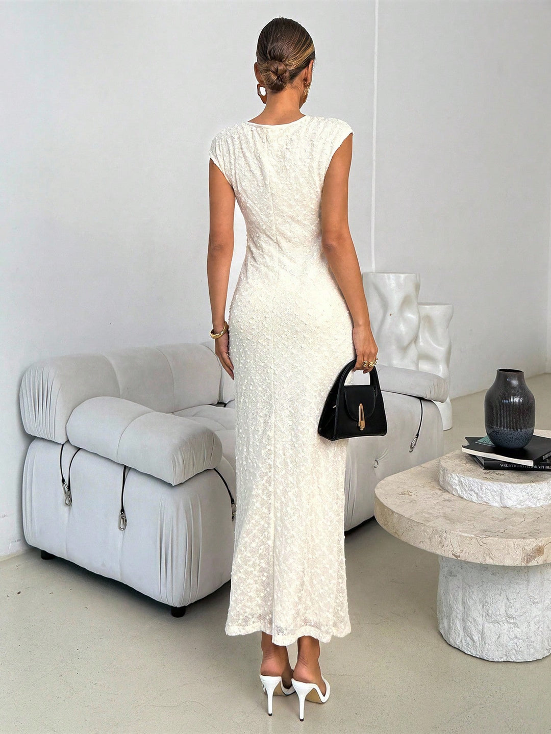 Rochie maxi SHEIN, crem