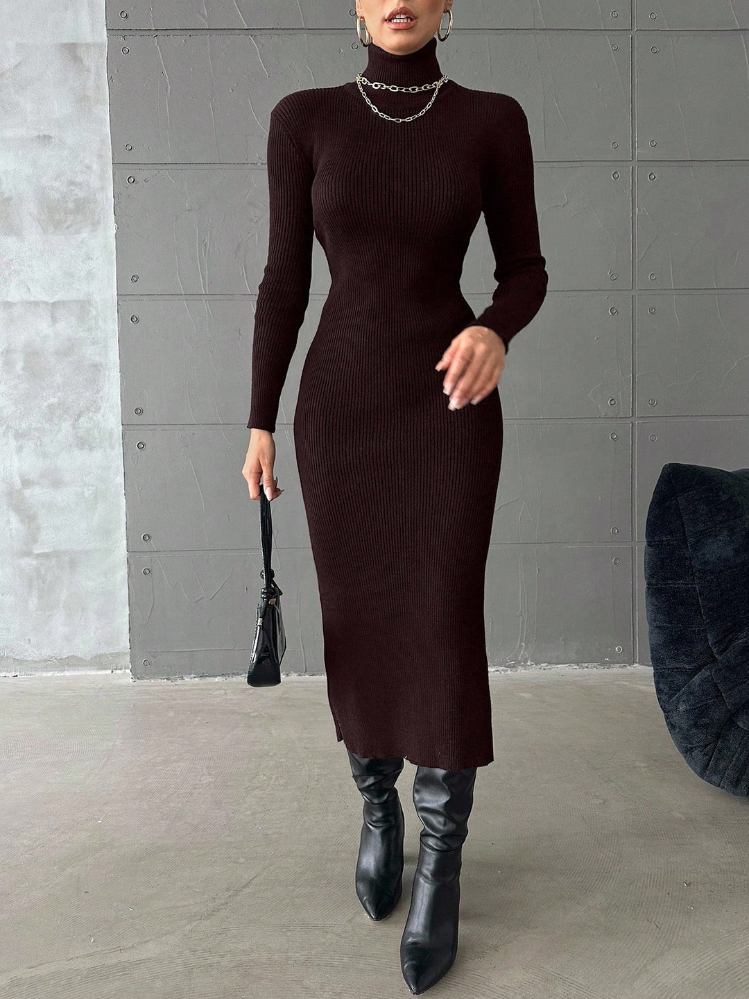 Rochie midi SHEIN, maro