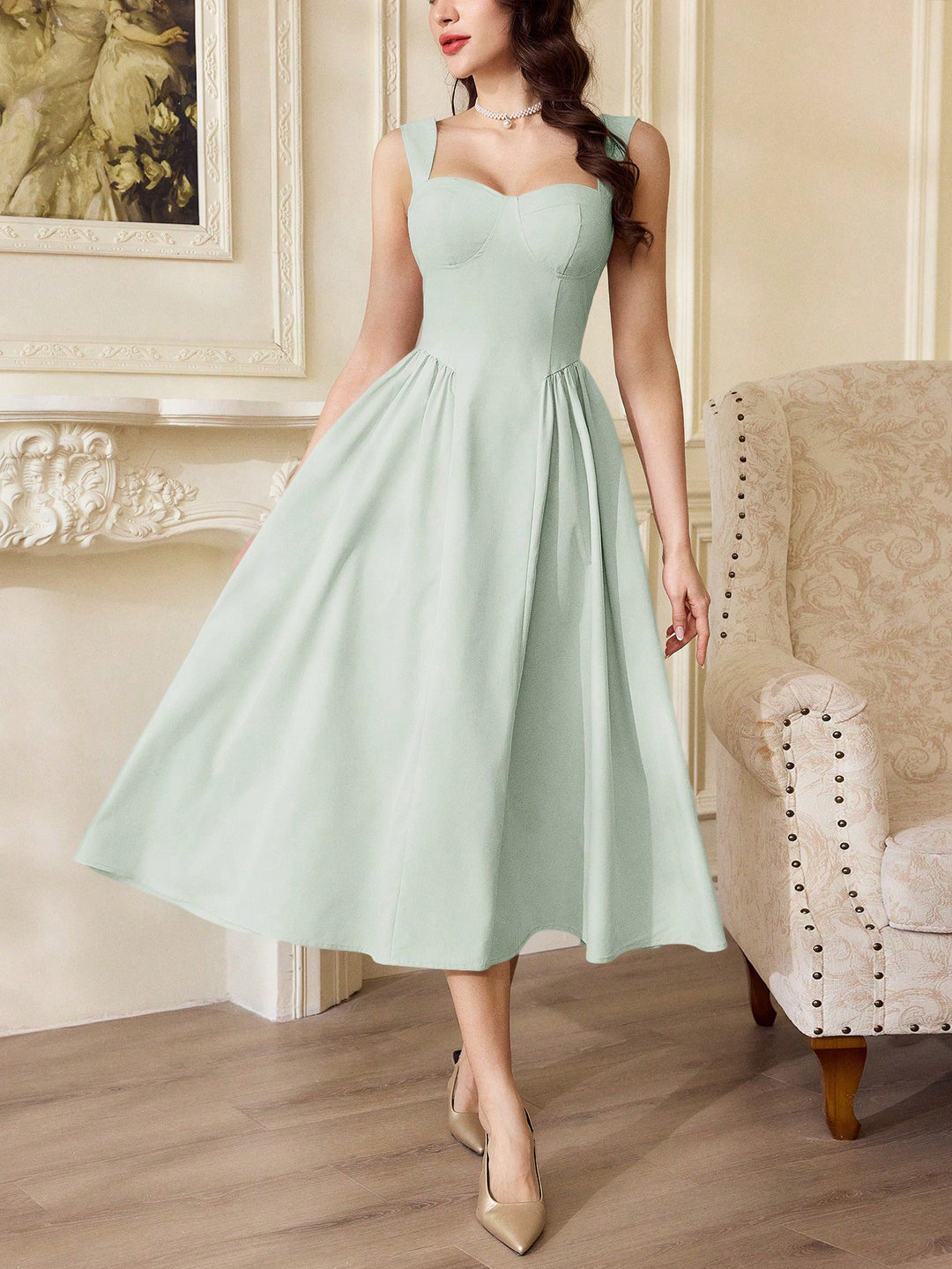 Rochie midi SHEIN, verde