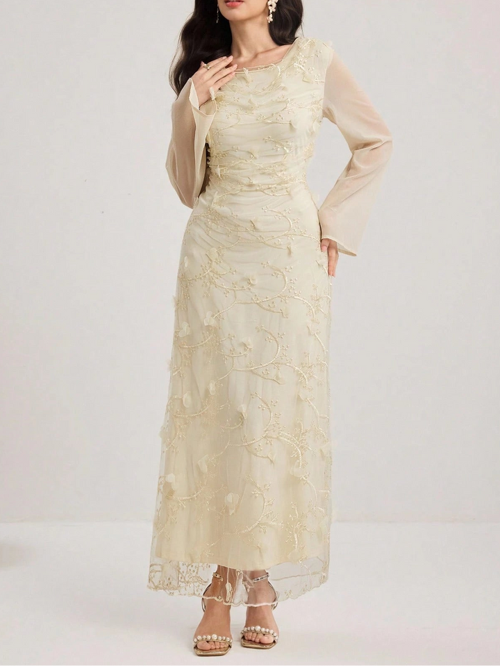 Rochie maxi Shein, crem