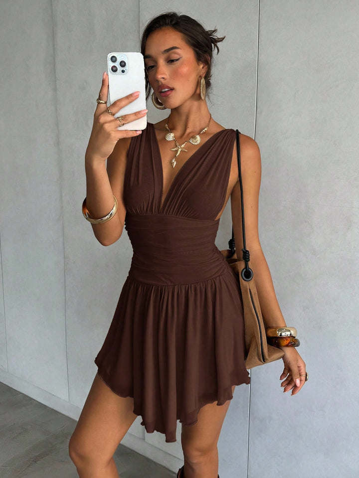 Rochie scurtă SHEIN, maro