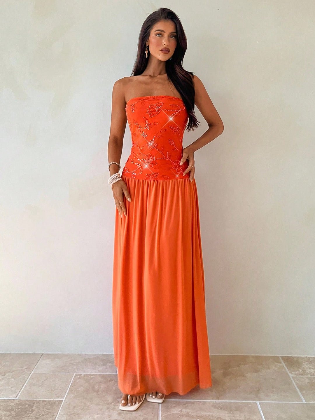 Rochie maxi SHEIN, portocaliu