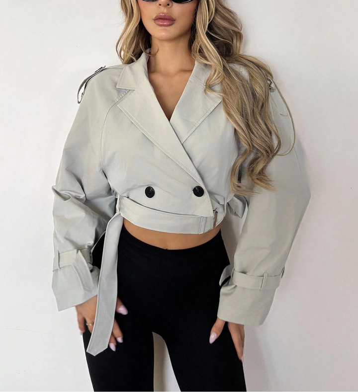 Trench scurt SHEIN, gri