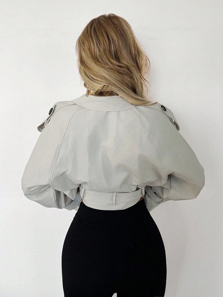 Trench scurt SHEIN, gri