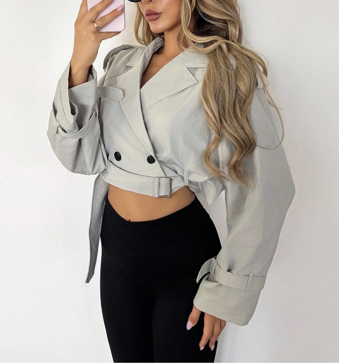 Trench scurt SHEIN, gri