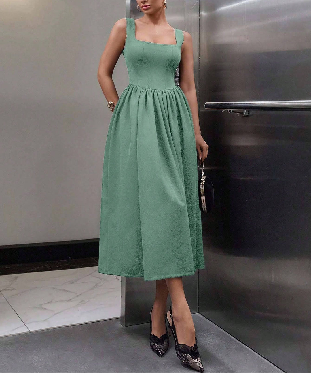 Rochie midi SHEIN, verde