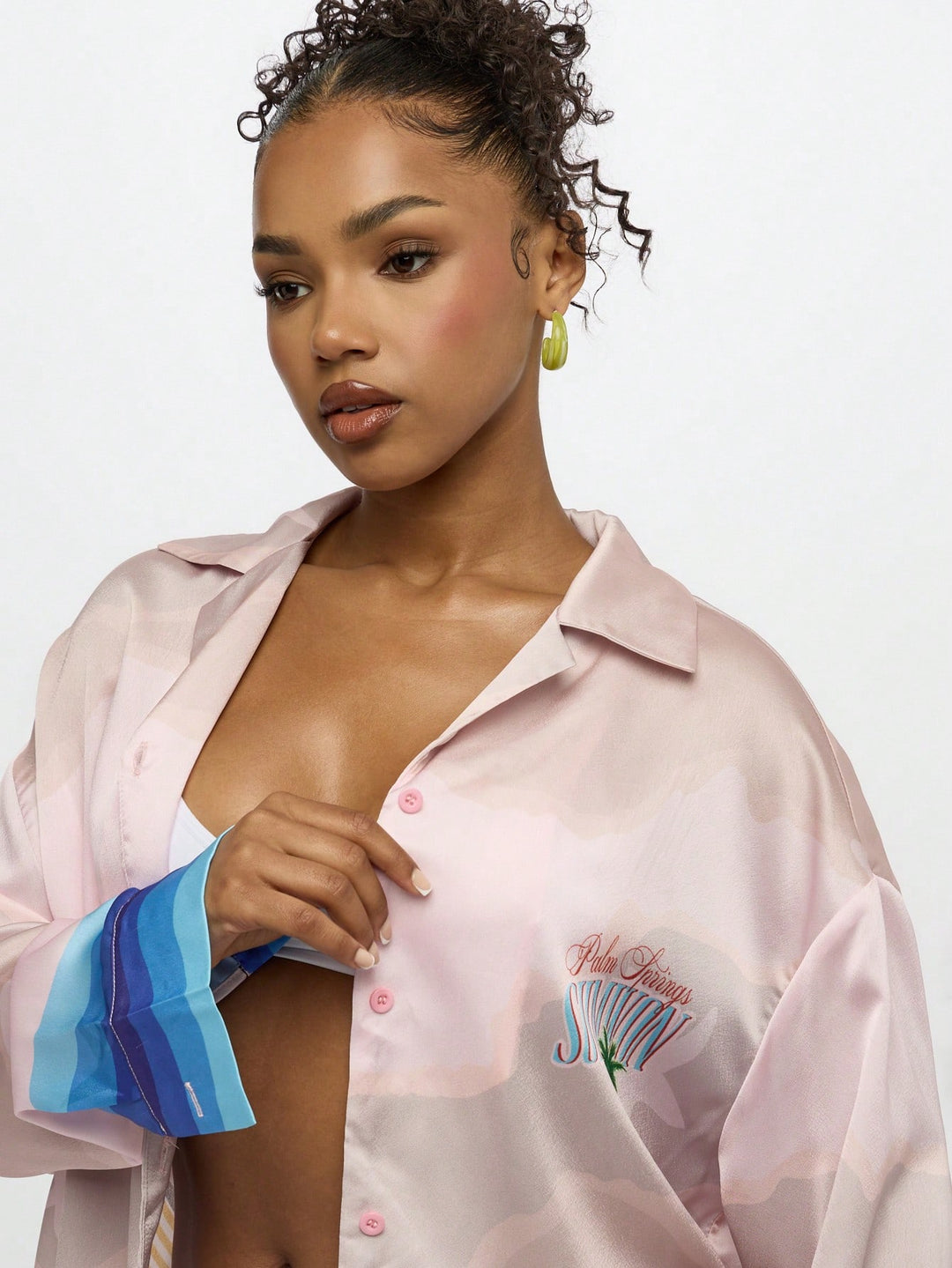 Cămașă dref de tip hawaiian SHEIN, roz