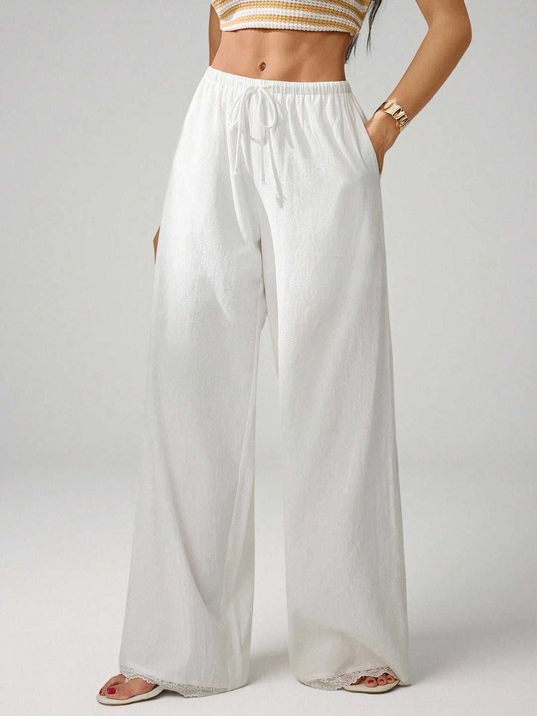 Pantaloni SHEIN, alb