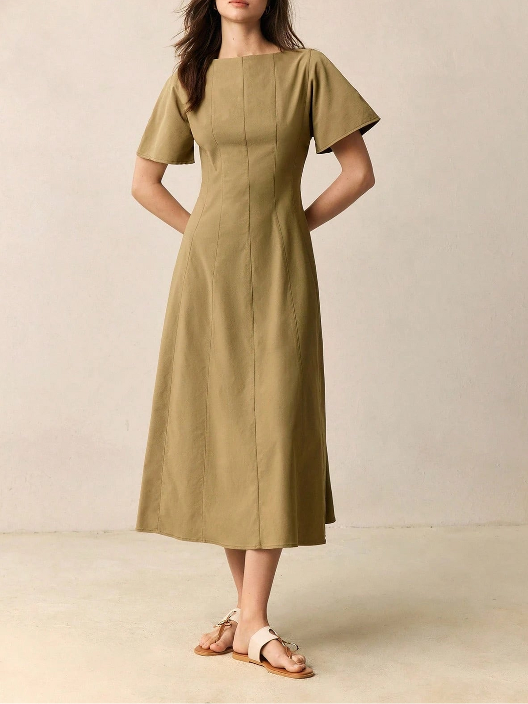 Rochie midi SHEIN, kaki
