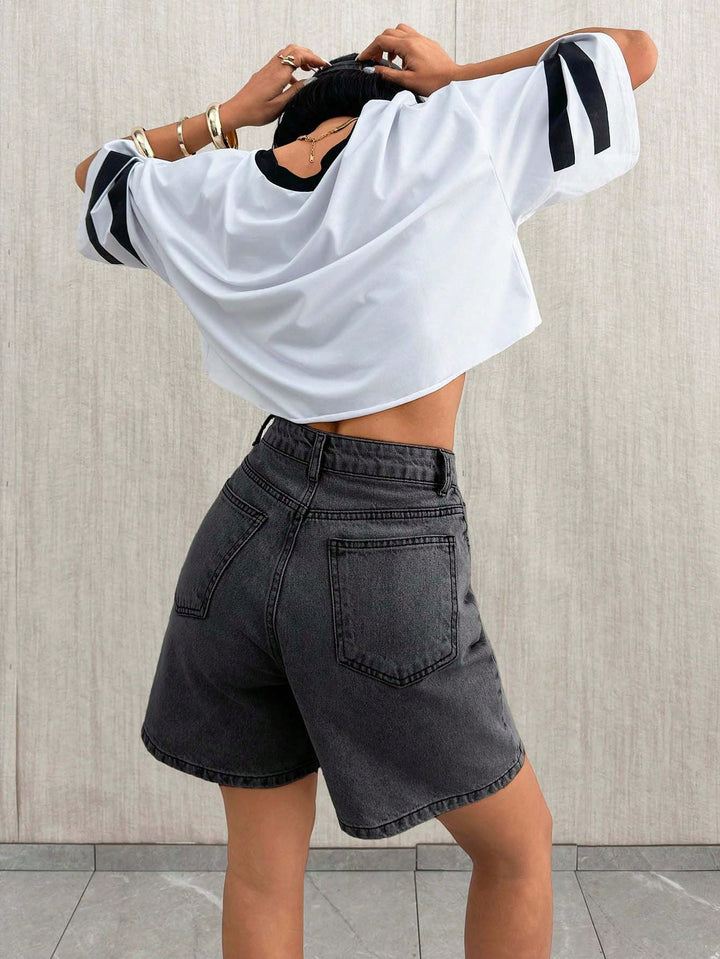 SHEIN fekete farmershort