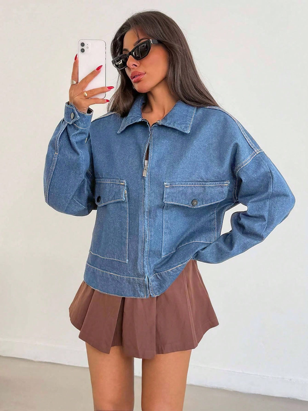 Jachetă denim SHEIN, albastru
