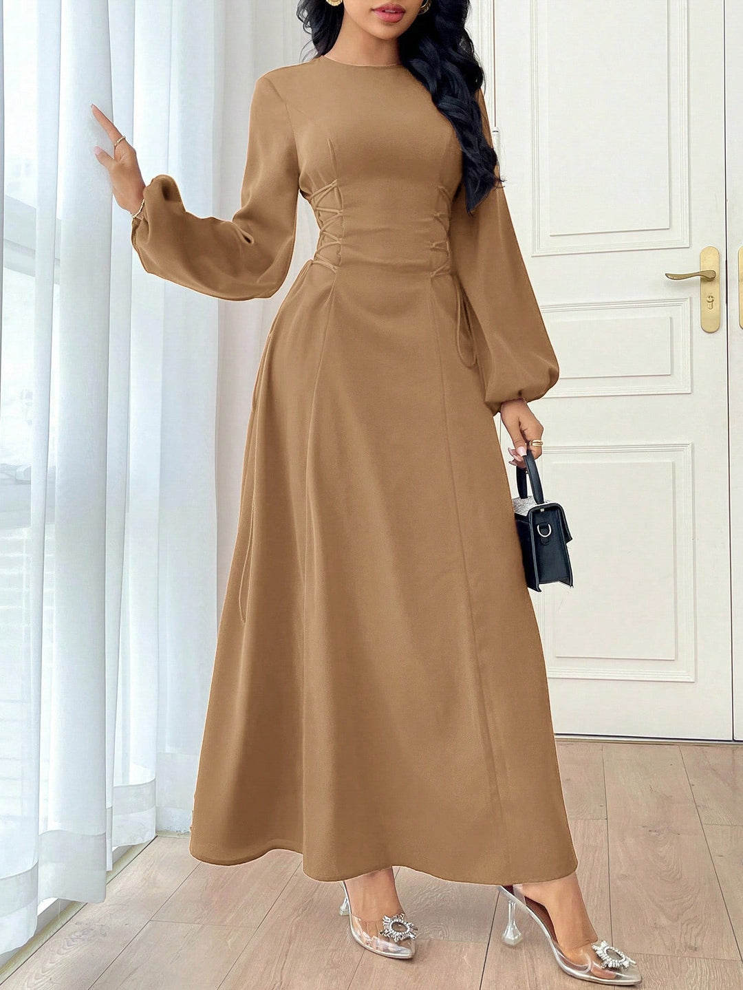 Shein maxi ruha, barna