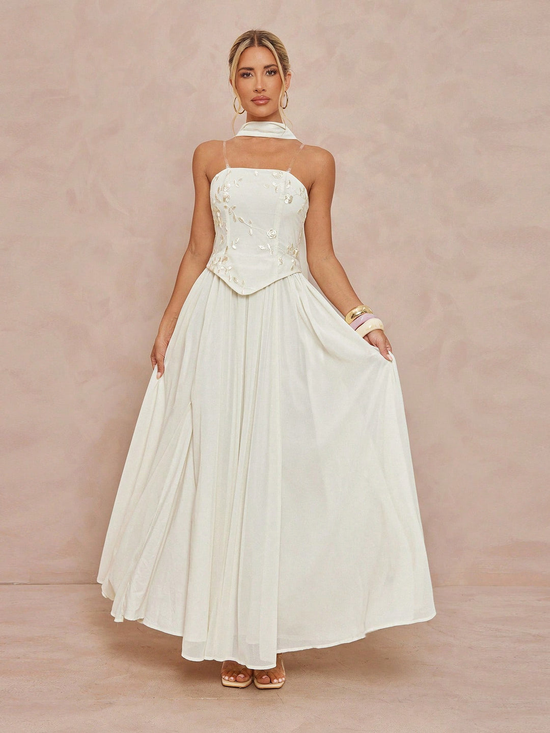 Rochie maxi SHEIN, bej