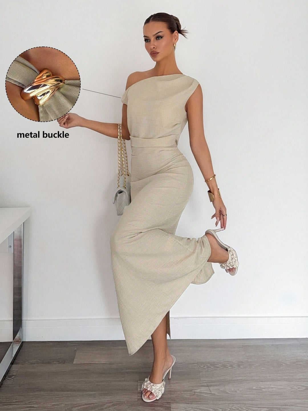 Rochie maxi SHEIN, bej