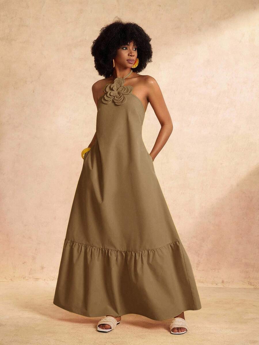 Rochie maxi SHEIN, maro