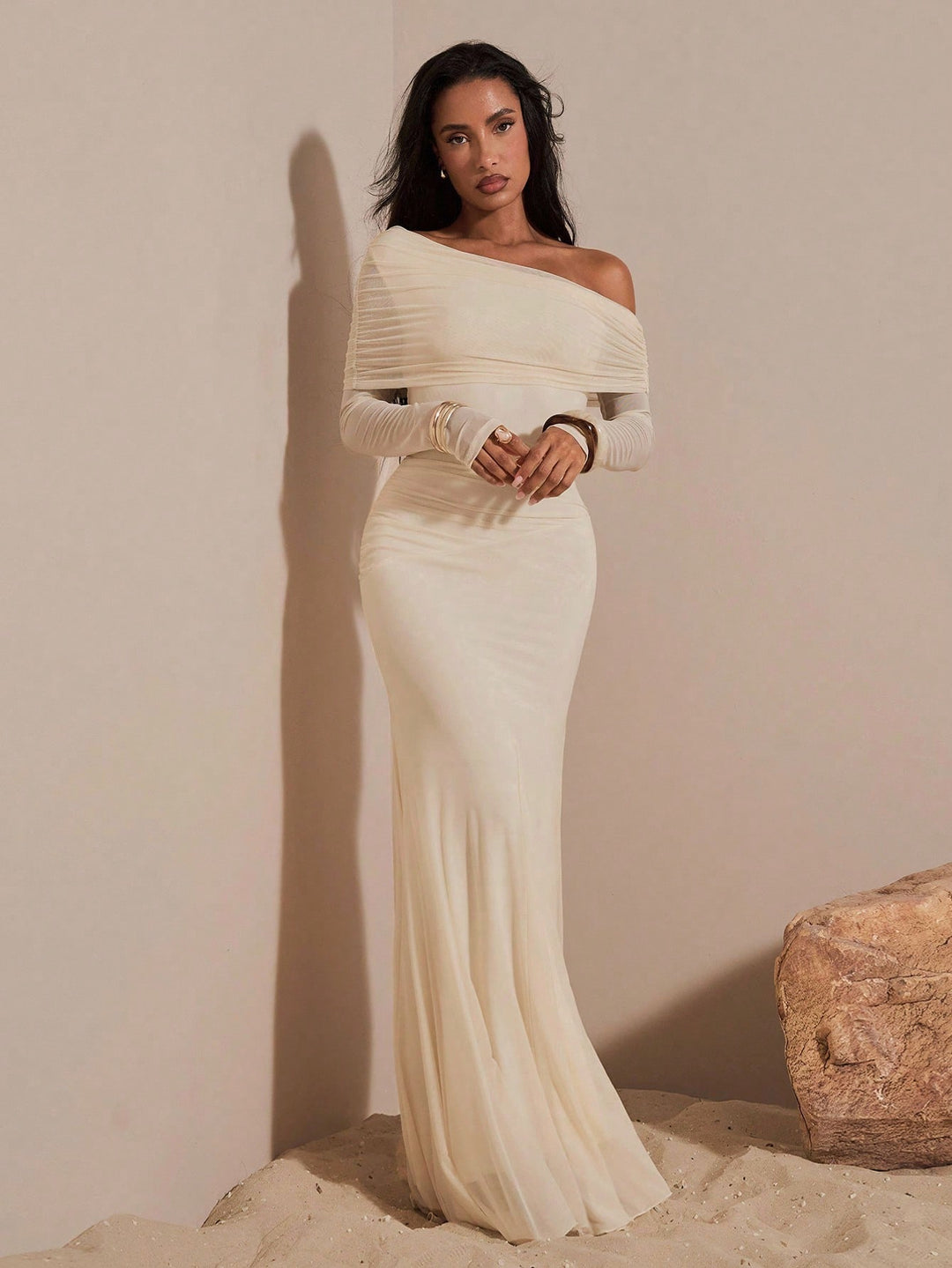 Rochie maxi SHEIN, bej