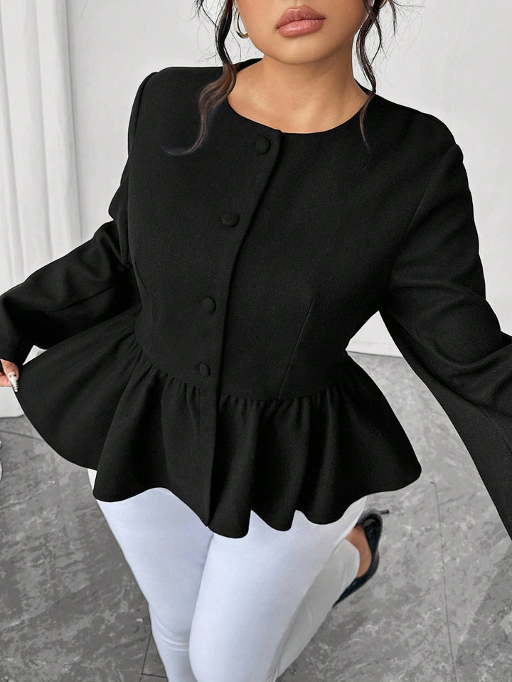 Shein Curve+ rövid kabát, fekete