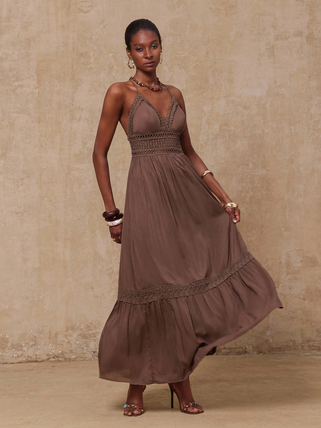 Rochie midi SHEIN, maro