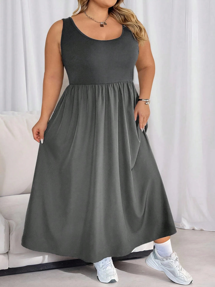 Rochie maxi Shein Curve+, gri
