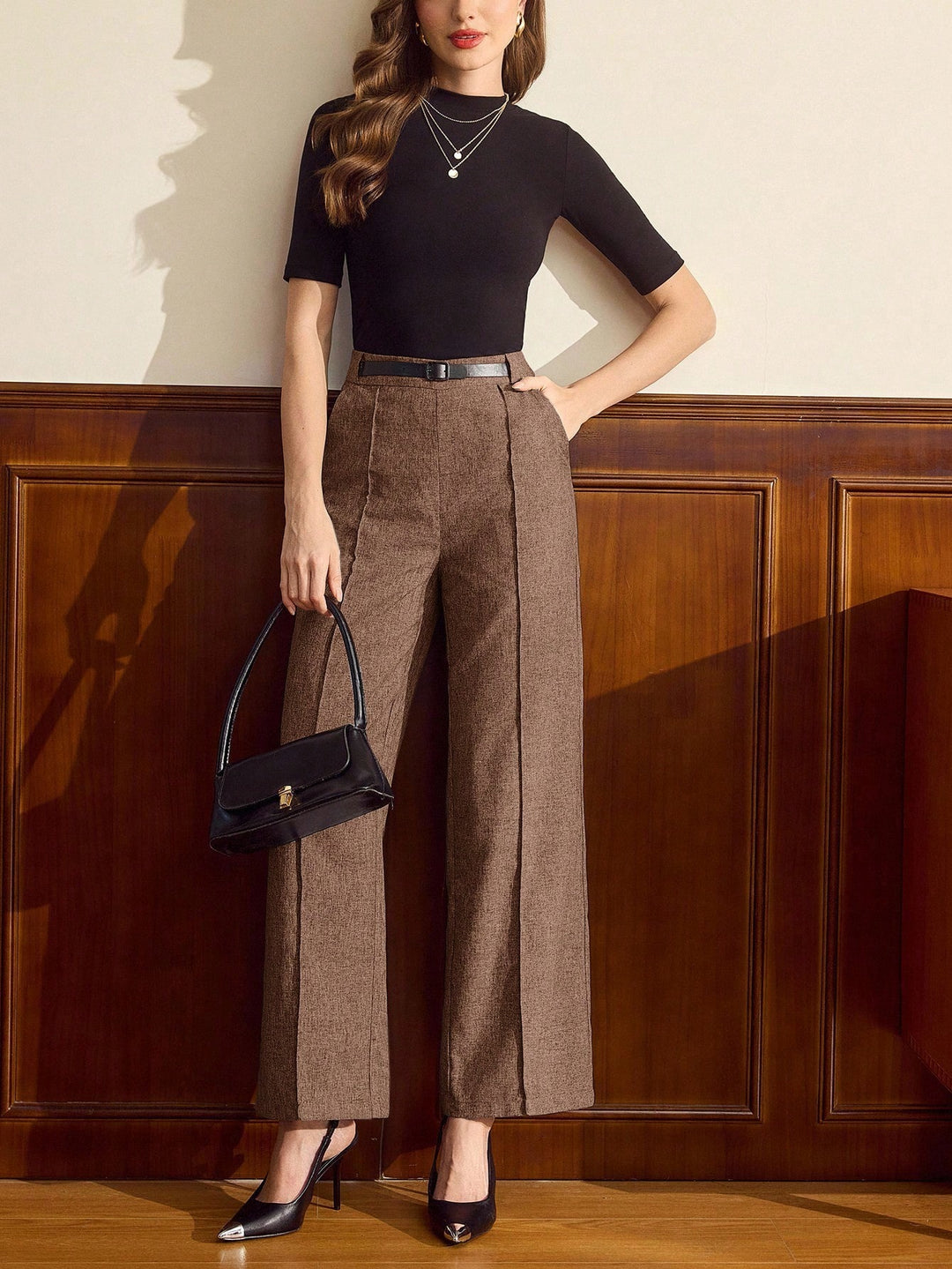 Pantaloni SHEIN, maro