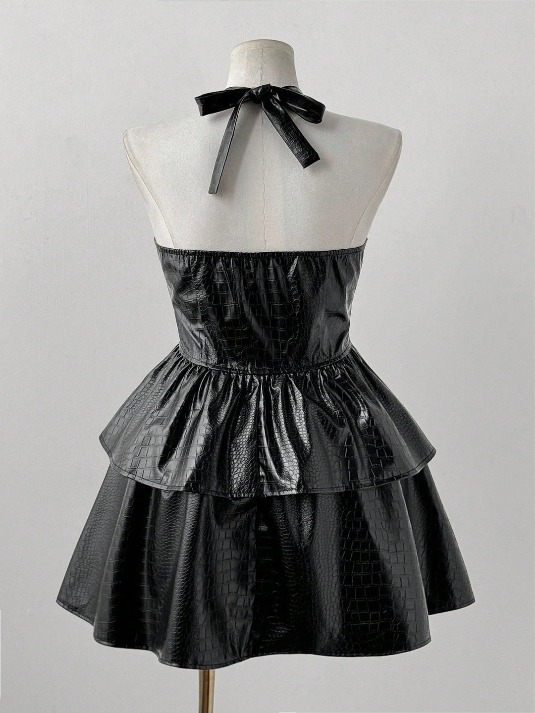 Rochie mini imitație de piele Shein Curve, negru