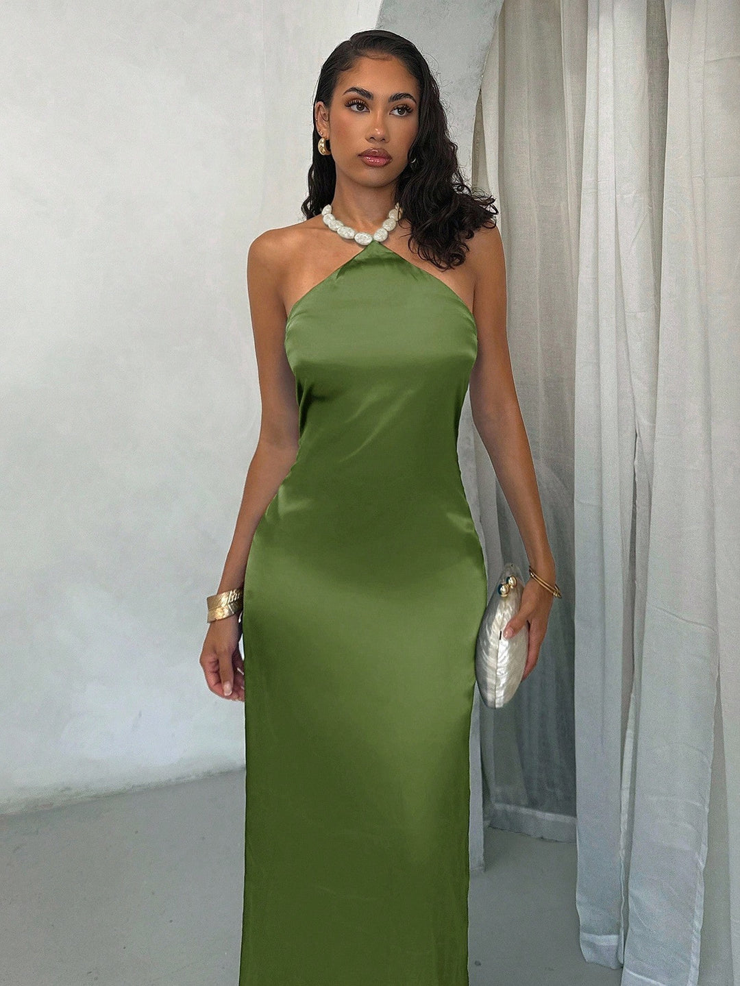 Rochie maxi SHEIN, kaki