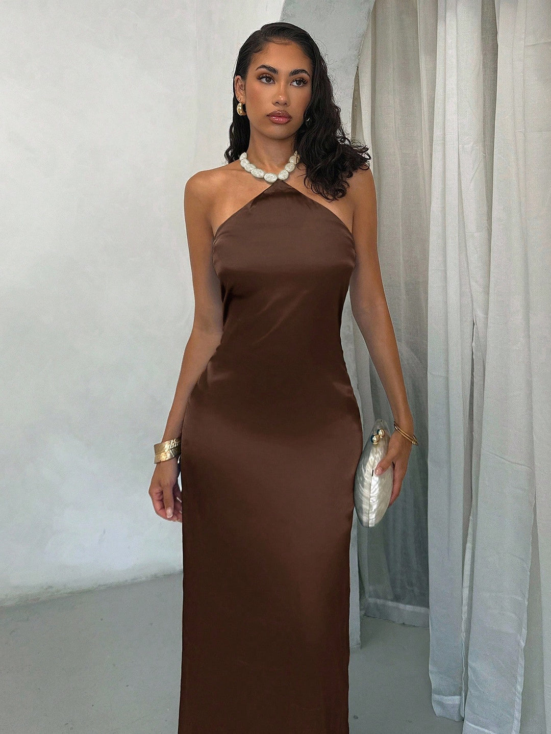 Rochie maxi SHEIN, maro