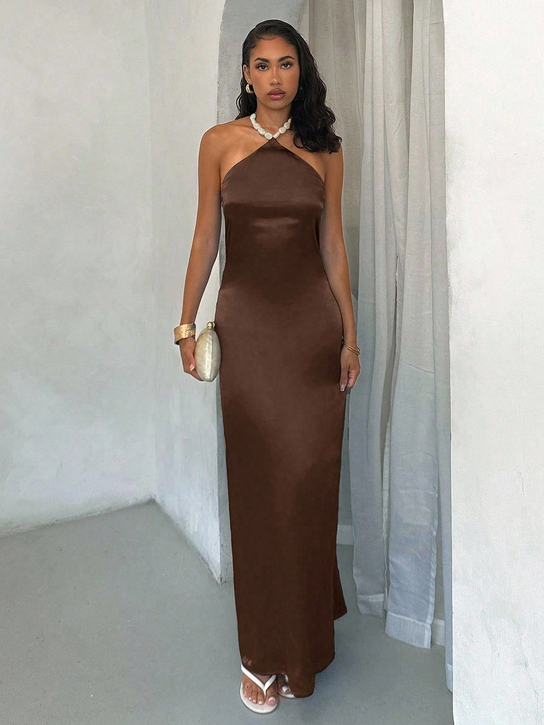 Rochie maxi SHEIN, maro