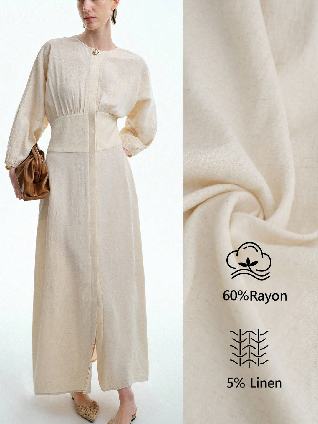 Rochie maxi SHEIN, crem