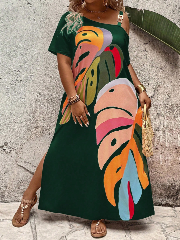 Rochie maxi Shein Curve+, mix culori