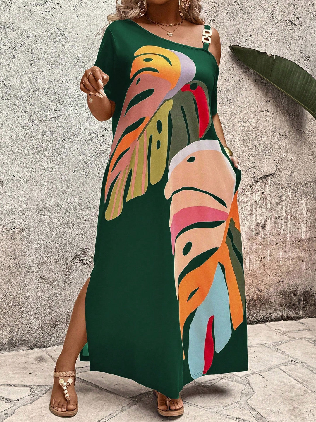 Rochie maxi Shein Curve+, mix culori