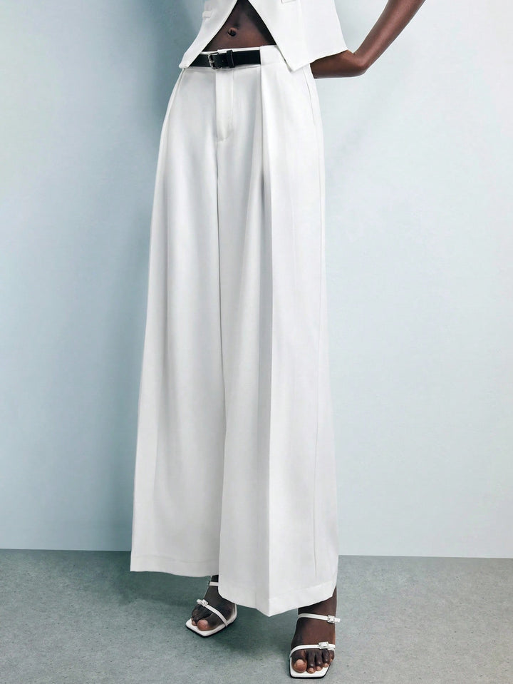 Pantaloni Shen, alb