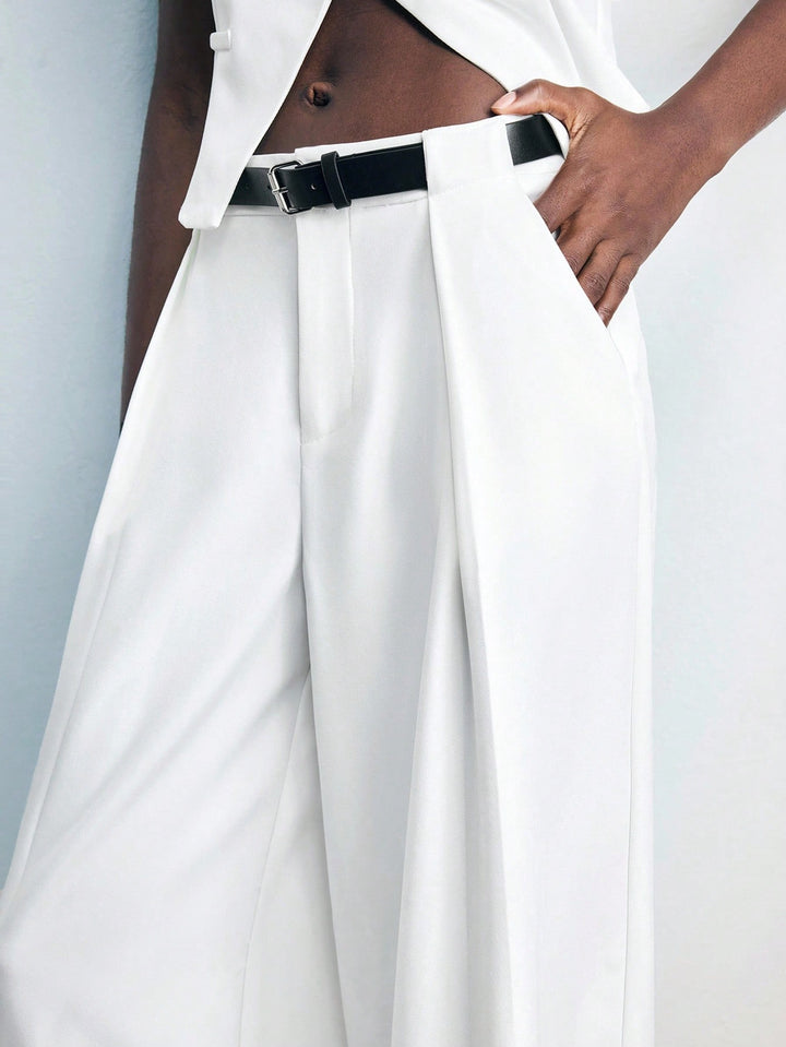 Pantaloni Shen, alb