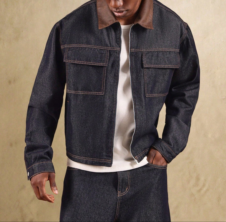 Jachetă de blugi SUMWON by Shein, albastru