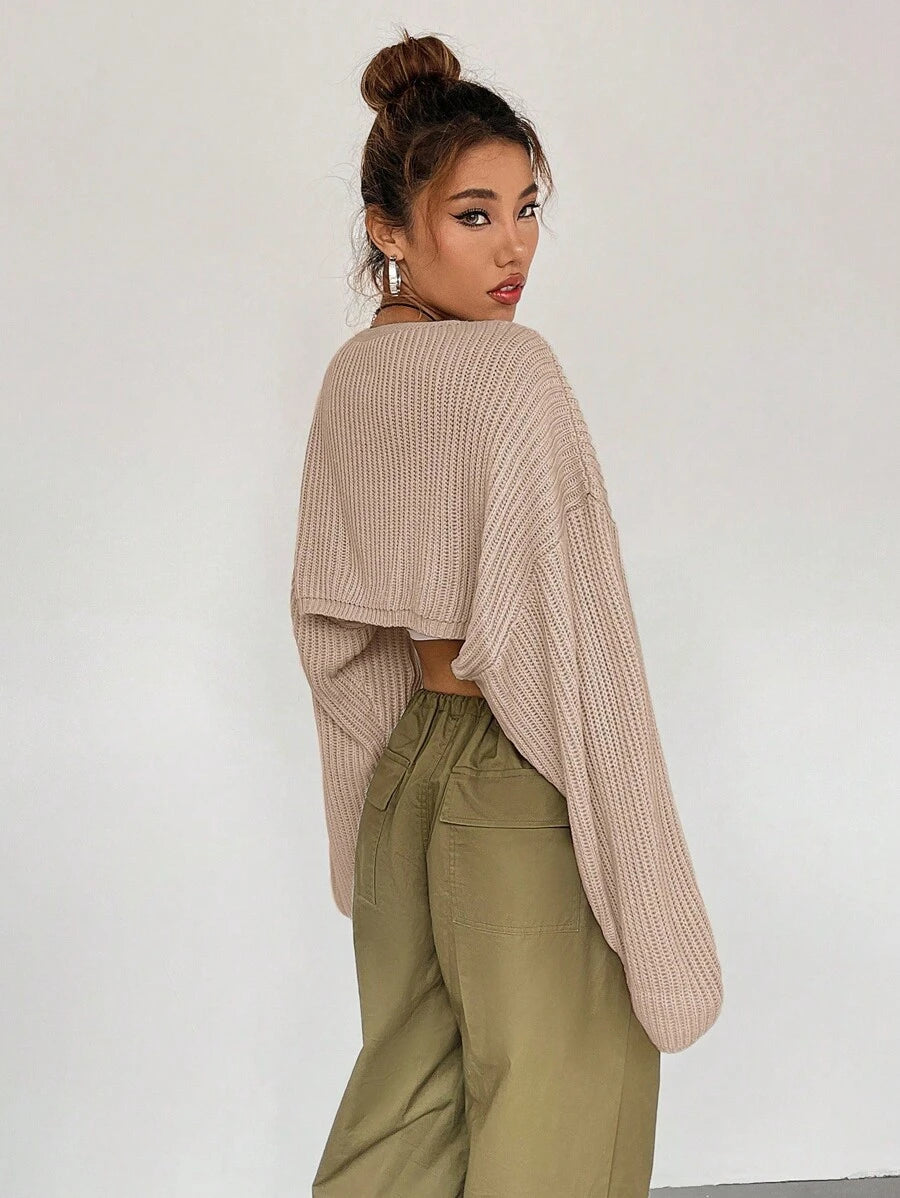 Cardigan scurt SHEIN, maro