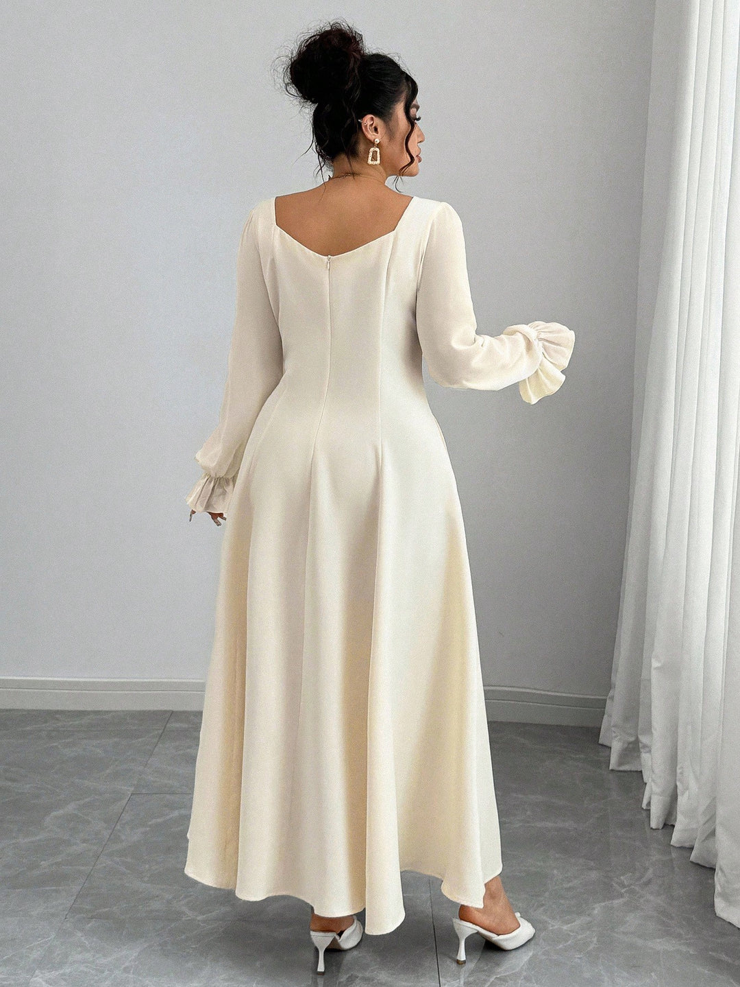 Rochie maxi Shein Curve+, crem